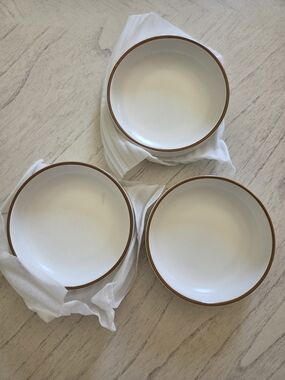 Cottagecore 5 inch Ceramic Cat Food Bowl, White, 3 Bowls Set